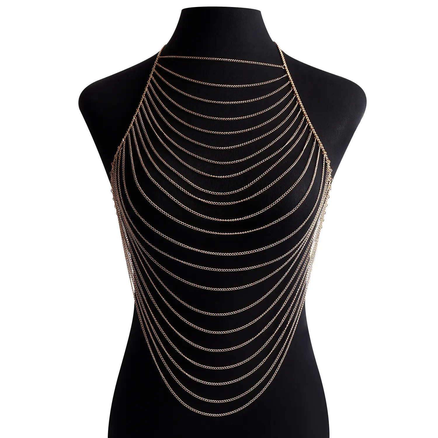 Minimalist Fashion Multi-layer Tassel Chain Chest Chain Sexy Bikini Halter Body Chain for Women