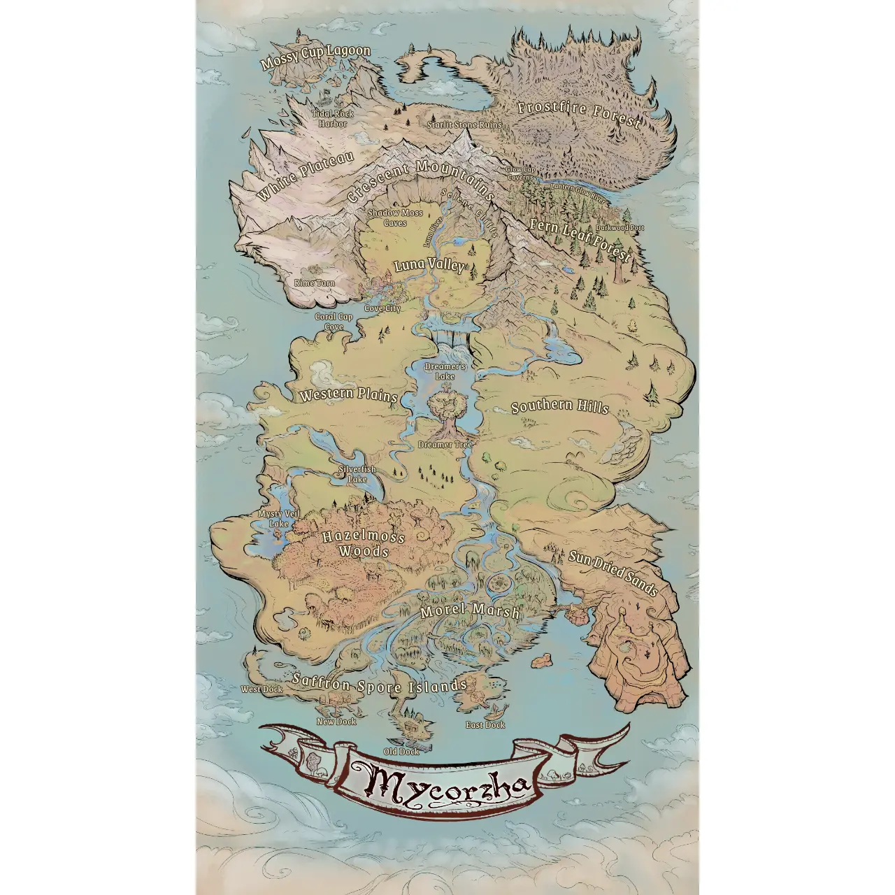 Mycorzha Fantasy World Map Poster