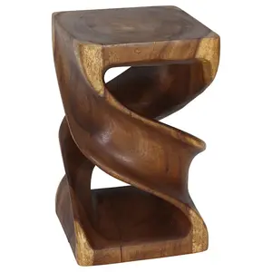 Haussmann Wood Double Twist Stool Table 14 in SQ x 23 in H Walnut Oil