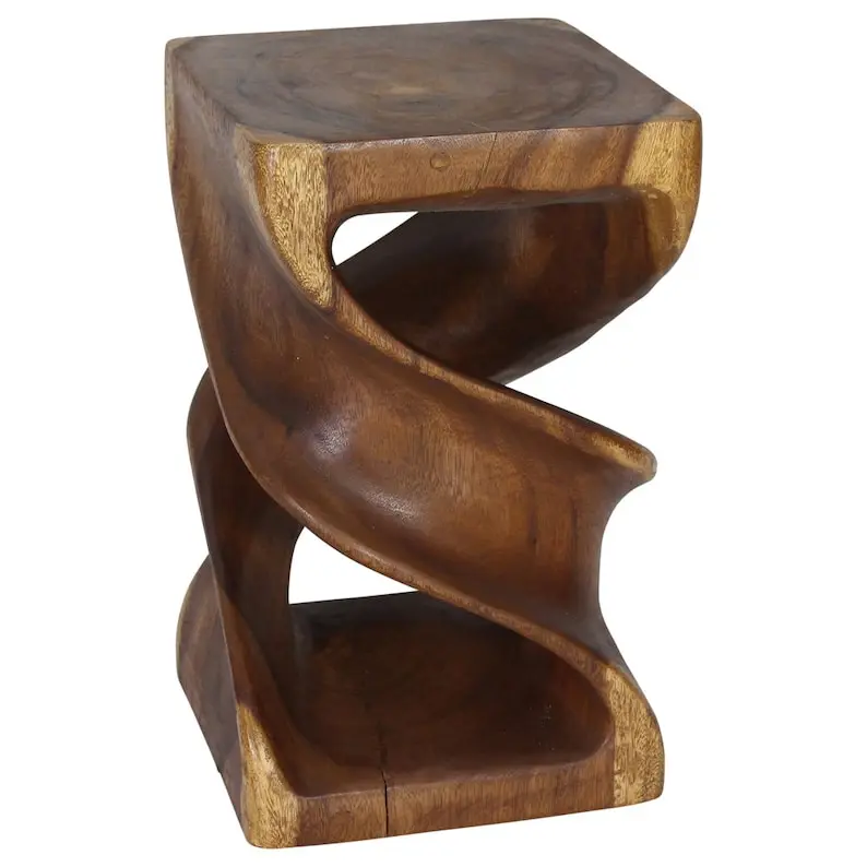 Haussmann Wood Double Twist Stool Table 14 in SQ x 23 in H Walnut Oil