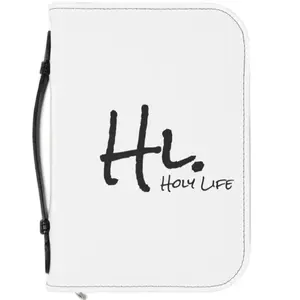 Holy Life Bible Cover - White with "HL HOLY LIFE" Signature Design - Book Accessory