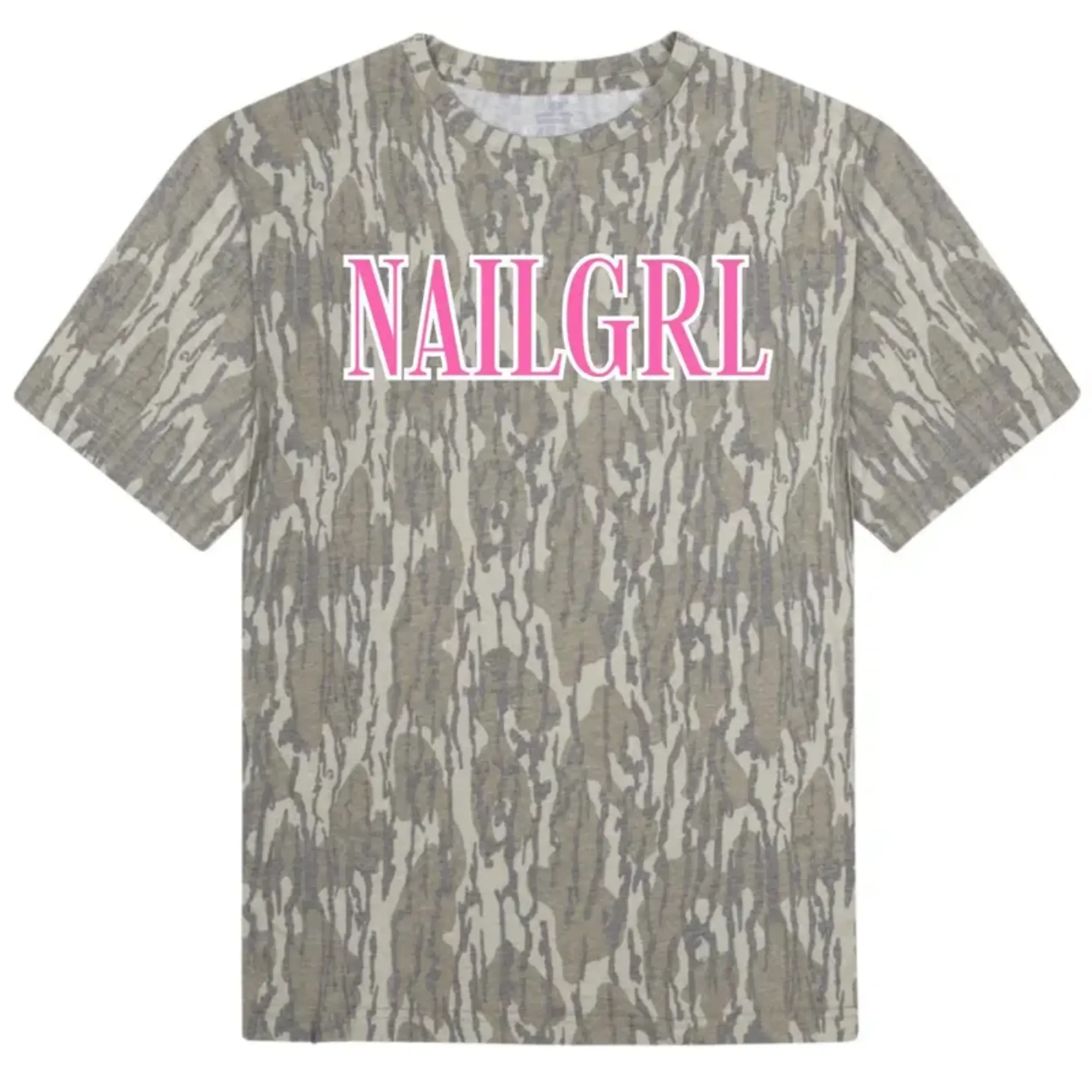 Nail Girl Camo Cotton T-Shirt, Cute Salon Worker Gift, Women’s Casual Crew Neck Top