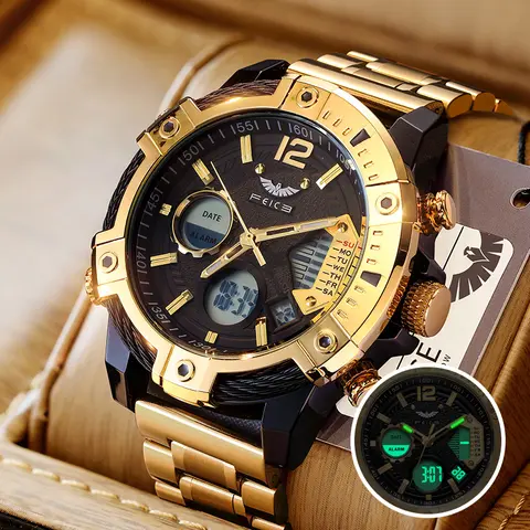 FEICE Genuine Luxury Men's Large Round Quartz Wristwatch Set - 2026 New Modern Retro Multifunctional Luminous Waterproof Durable Watch with Cowhide, Steel Belt for Daily, Formal Occasions (Business Fashion, Casual Analog, Dress Watch)
