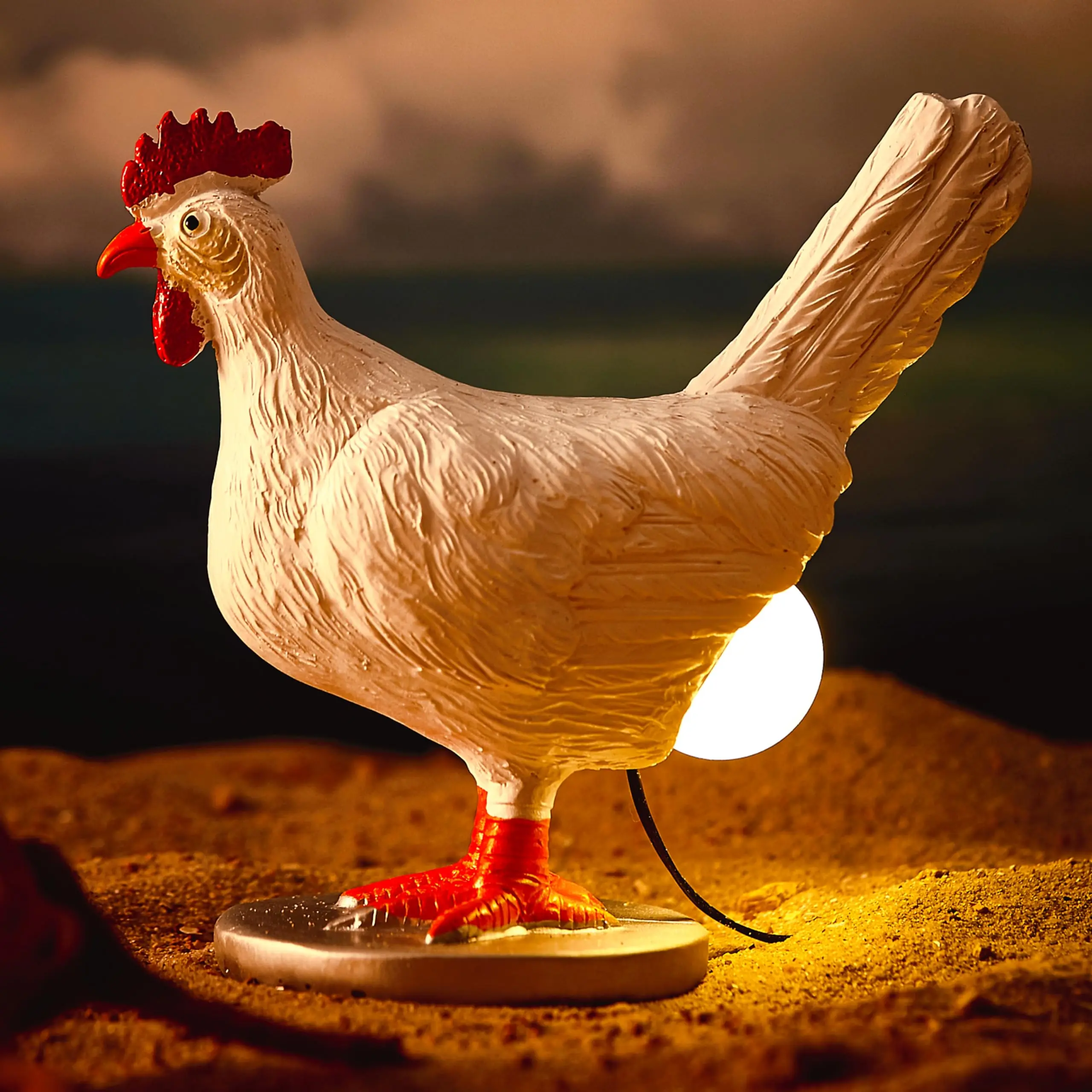 Resin Chicken Egg LED Night Light - Lifelike Chicken Figure, USB-Powered Warm Lighting, Ambient Glow, Quirky Desk Decor Lamp, Gift Box-Included Easter/Birthday Gift for Kids, Home Decor Item