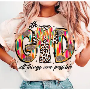 FAUX GLITTER COLORFUL GOD POSSIBLE - DTF TRANSFER