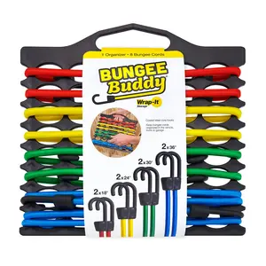 Bungee Buddy by Wrap-It Storage - Bungee Cord Holder - Storage for Assorted Size Heavy Duty Bungee Cords or Straps with Hooks for Automotive and Garage Organization