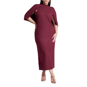ELOQUII Women's Plus Size Sweater Cape Dress