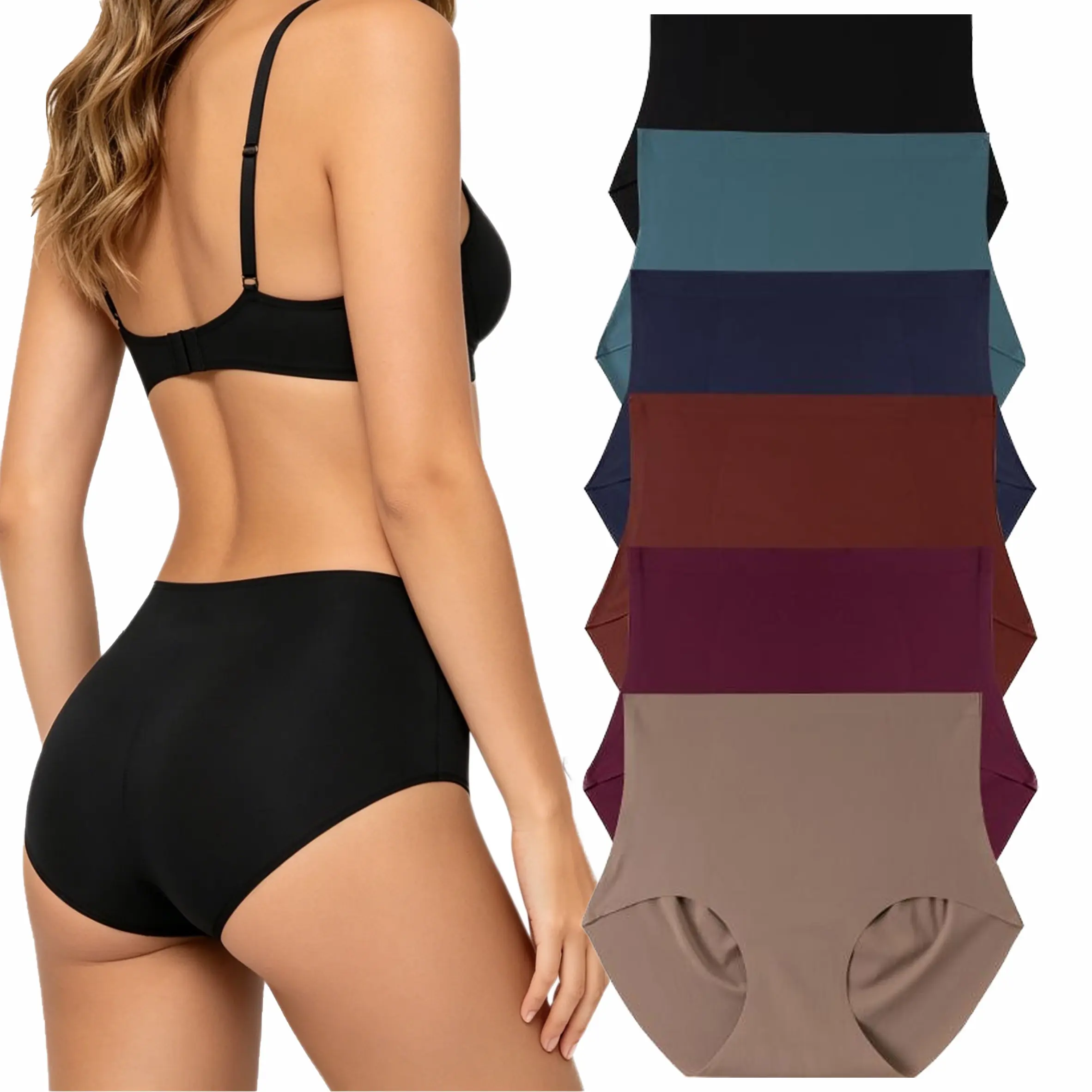 Women's High-Waisted Tummy Control Seamless Panties - 4pc Basics Pack, Underwear for Women, Built-in Shapewear Briefs, Seamless Support Briefs, Undetectable No Roll-Down Fit Shapewear, High Stretch Seamless, Belly Control Underwear
