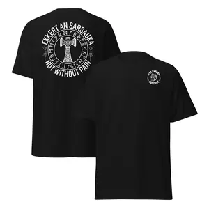 Viking T-Shirt "Not Without Pain" with Thor’s Hammer – Norse Mythology Warrior Tee, Nordic Symbol Shirt, Viking Gift for Men & Women, Mjolnir Graphic Apparel