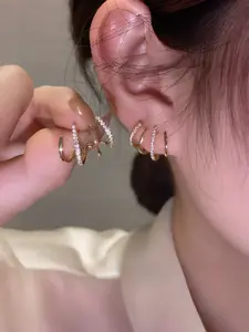 Alone Luna Creative Earrings, Four Claw Design, High-End Fashion Jewelry, Rhinestone Decor, Party Elegant, Daily Wear, Birthday Gift