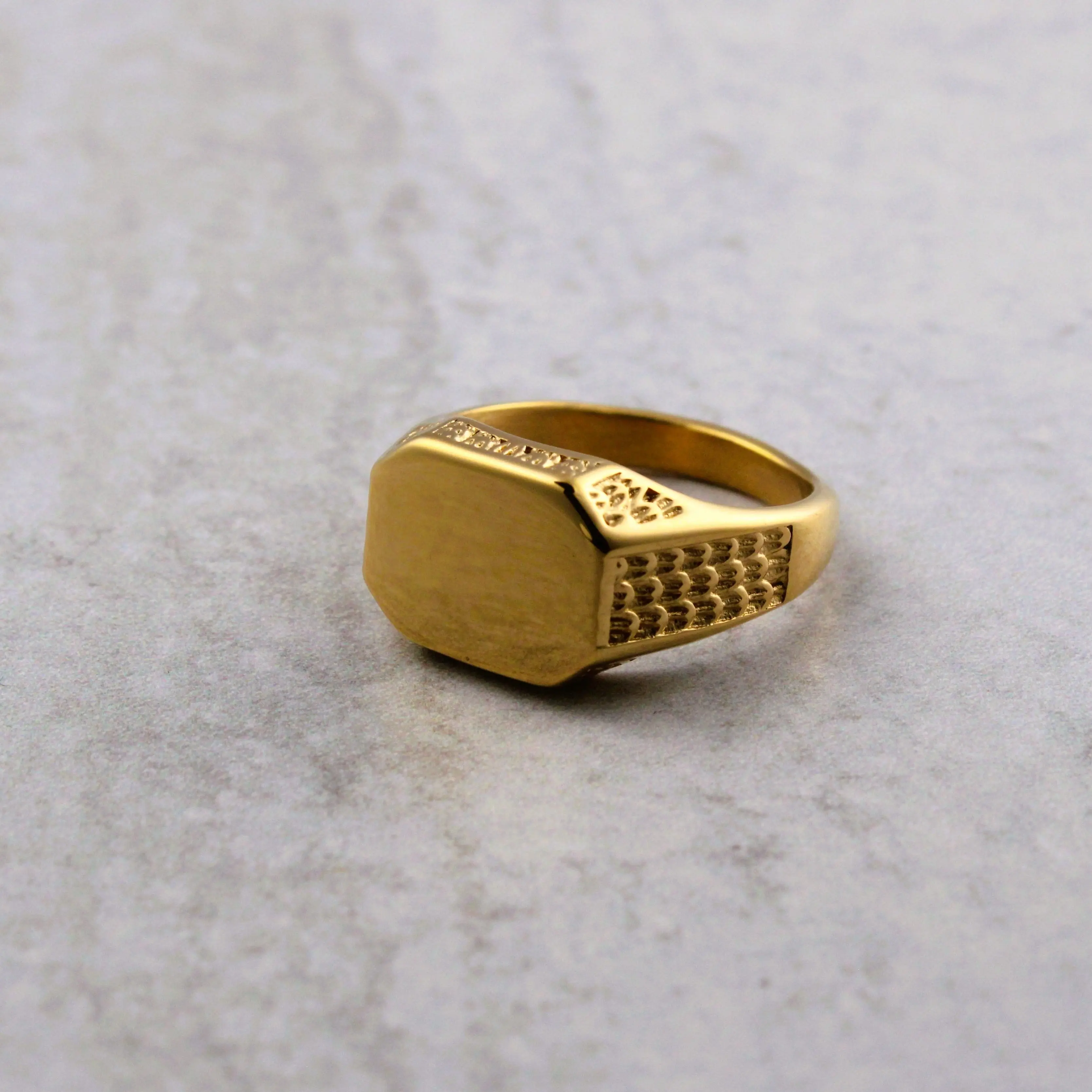 Gold Dragon Scale Signet Ring