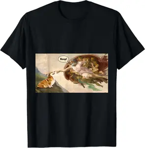 Boop The Snoot of Welsh Corgi Funny Korgi Dog Meme T-Shirt Pure Cotton Graphic Tees Menswear Top: Gifts for Men & Women