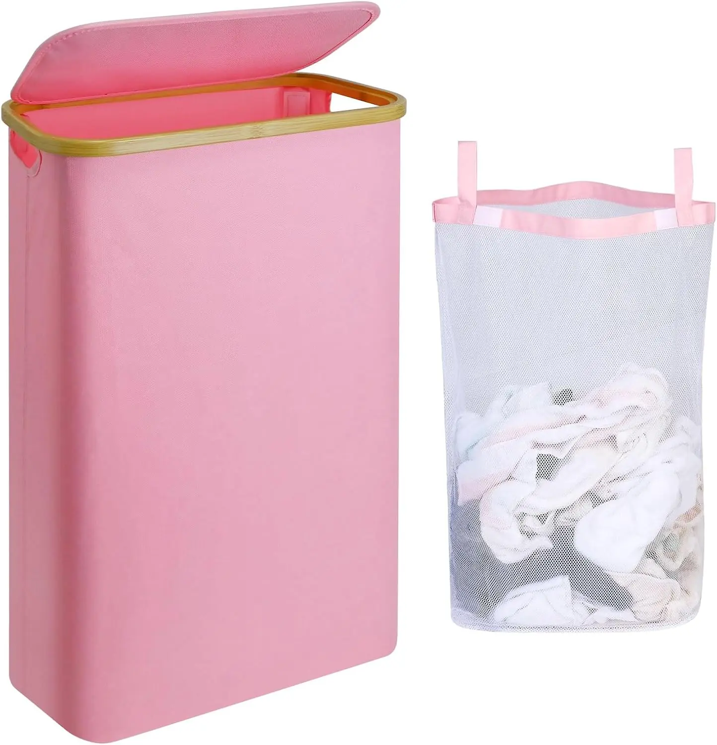 Hamper  Laundry Basket - 60L Slim Laundry Hamper with Lid, Cute Hamper Girls Laundry Basket for Bedroom, Slim Girls Laundry Hamper with  Handle, Ideal for Valentine's Day