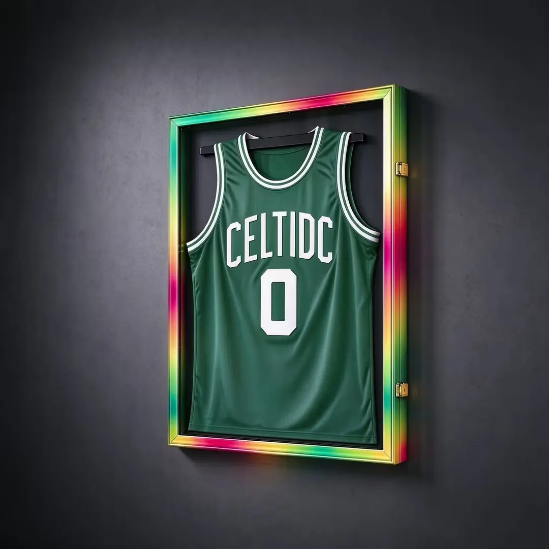 Oversized Jersey Showcase Cabinet, Vibrant Wall-Hung Jersey Shadow Box, UV Blocking, Lockable Display Box; compatible with football, baseball, basketball, hockey and soccer uniforms