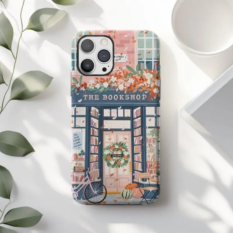 Vintage Bookstore Cozy Polycarbonate Smartphone Case - Lightweight, Durable, Shockproof Accessory with Camera Protection, Shell Casing for Book Lovers, Compatible with iPhone 11/12/13/14/15/16/17 Pro, ProMax, Plus, Air