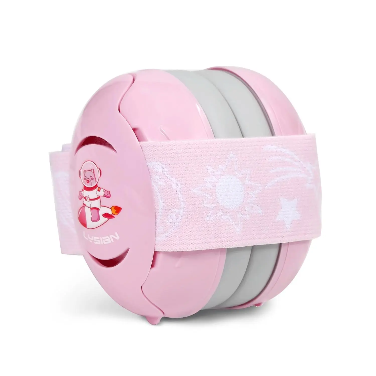 Pink Kids' Noise Reduction Earmuffs - Nature-Infused, 1 Size, Soft Elastic Adjustable Headband, Infant Hearing Protection for Outdoor Events, Travel, Sleep