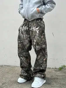 Men's Branch Print Sweatpants, Fashion Streetwear Joggers, Casual Fitted Cut Woven Fabric, All Season Comfortable Fit, Unique Print