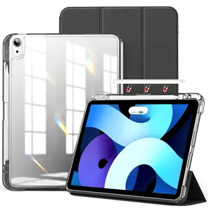 2 in 1 Hybrid Tablet Case with Pencil Holder, 1 Count Detachable Sliding Cover with Clear Hard Back Shell, Tablet Protective Cover for iPad, Tablet Accessories