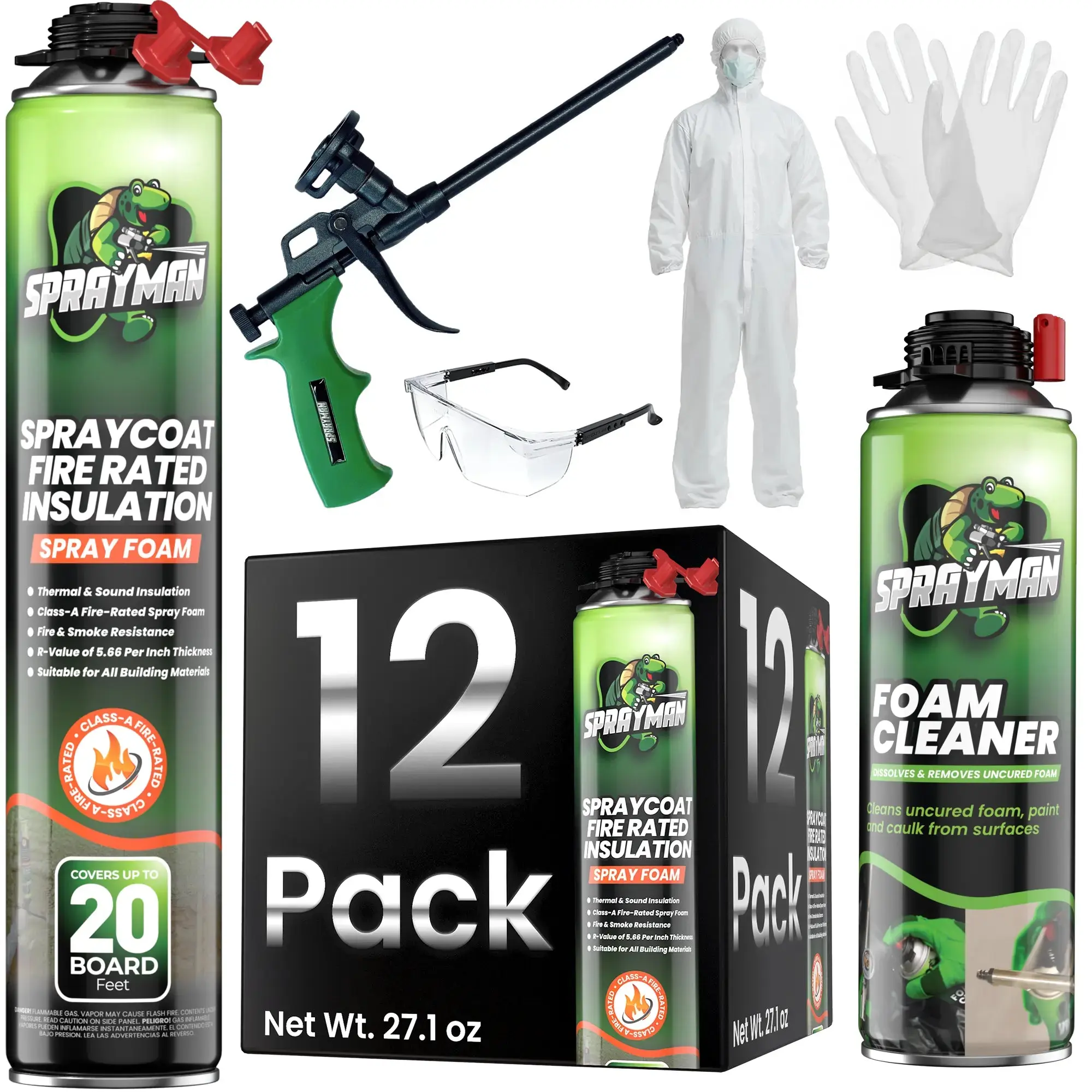 SPRAYMAN Spraycoat Thermal & Sound Insulation Spray Foam, Closed Cell | Class A Fire Rated | Energy Saving DIY & Professional Use