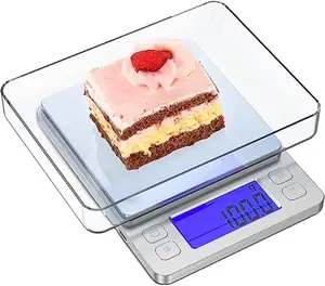 Food Kitchen Scale, Food Scales Digital Weight Grams and Oz, High Precision Digital Scale, with 2 Trays, Tare Function, Baking, Cooking, LCD Display