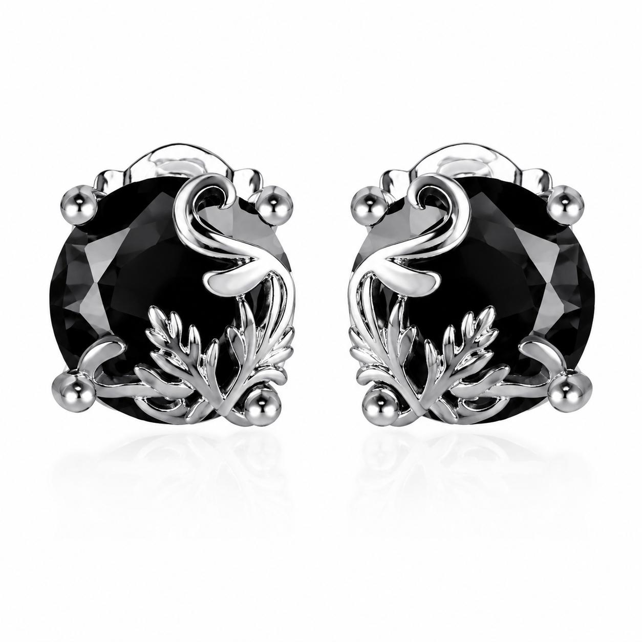 925 sterling silver Vintage Gothic Black Obsidian Stud Earrings for Women & Men Luxury Baroque Sterling Silver Floral Filigree Statement Studs Y2K Dark Aesthetic Streetwear Jewelry Party Wedding Evening & Daily Wear Minimal Luxe Gift Style Trend