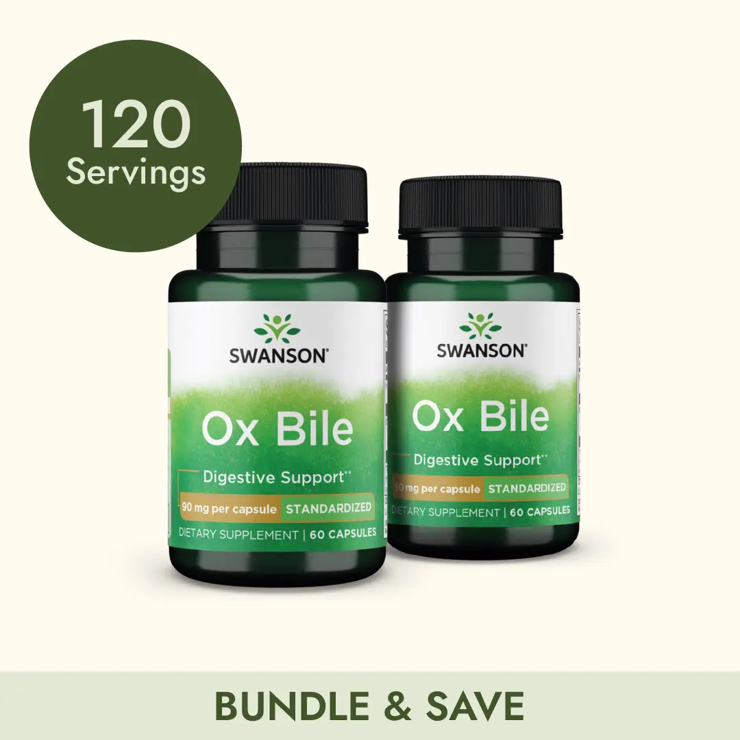 Swanson Ox Bile - Standardized 90 mg 120 Capsules for Digestive Support & Iron Absorption - Bovine Vitamin D Supplement Swanson Ox Bile - Standardized 90 mg 120 Capsules for Digestive Support & Iron Absorption - Bovine Vitamin D Supplement