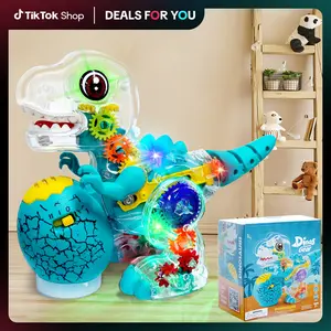 Electric T-Rex Musical Toy Gift with Box for Kids: Dinosaur with LED Lights & Music Moving STEM Sensory Tummy Play Educational Toy Birthday Christmas Halloween Parties Gift for Boys & Girls