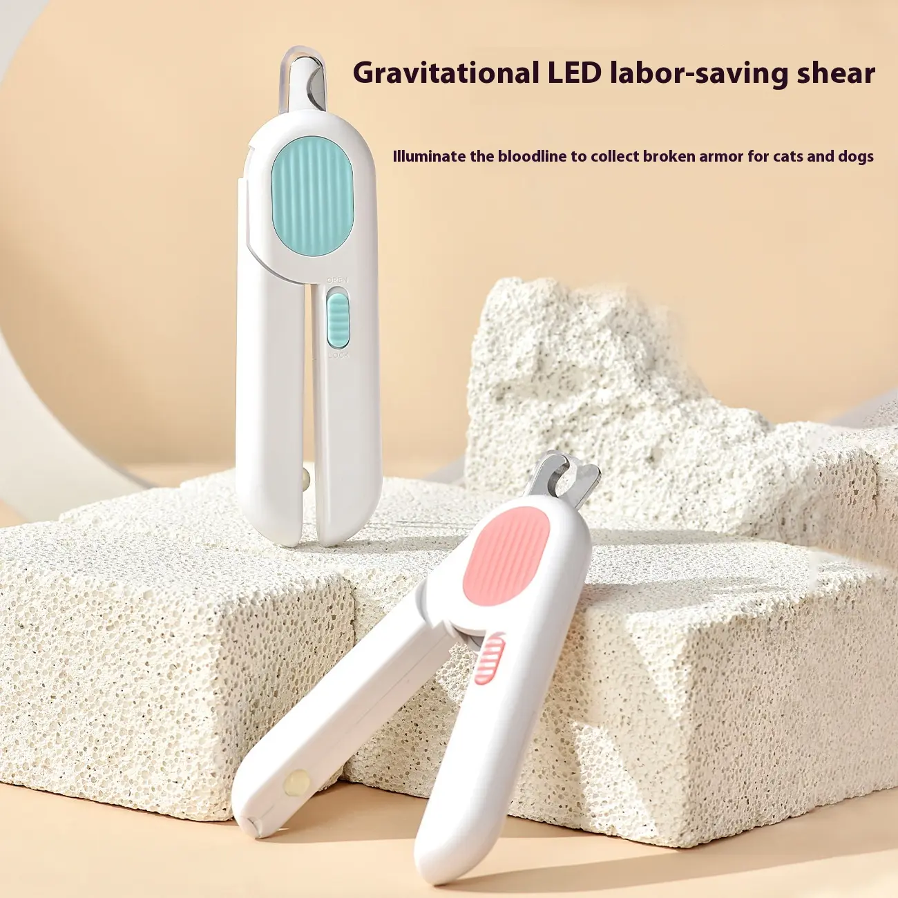LED Light Pet Nail Clippers, ABS+Steel Labor-Saving Claw Care Tool - Boxed Mini Size, 10cm/15cm Blue Options, Button Cell LR44 Included for Dog & Cat Grooming, Stainless Steel