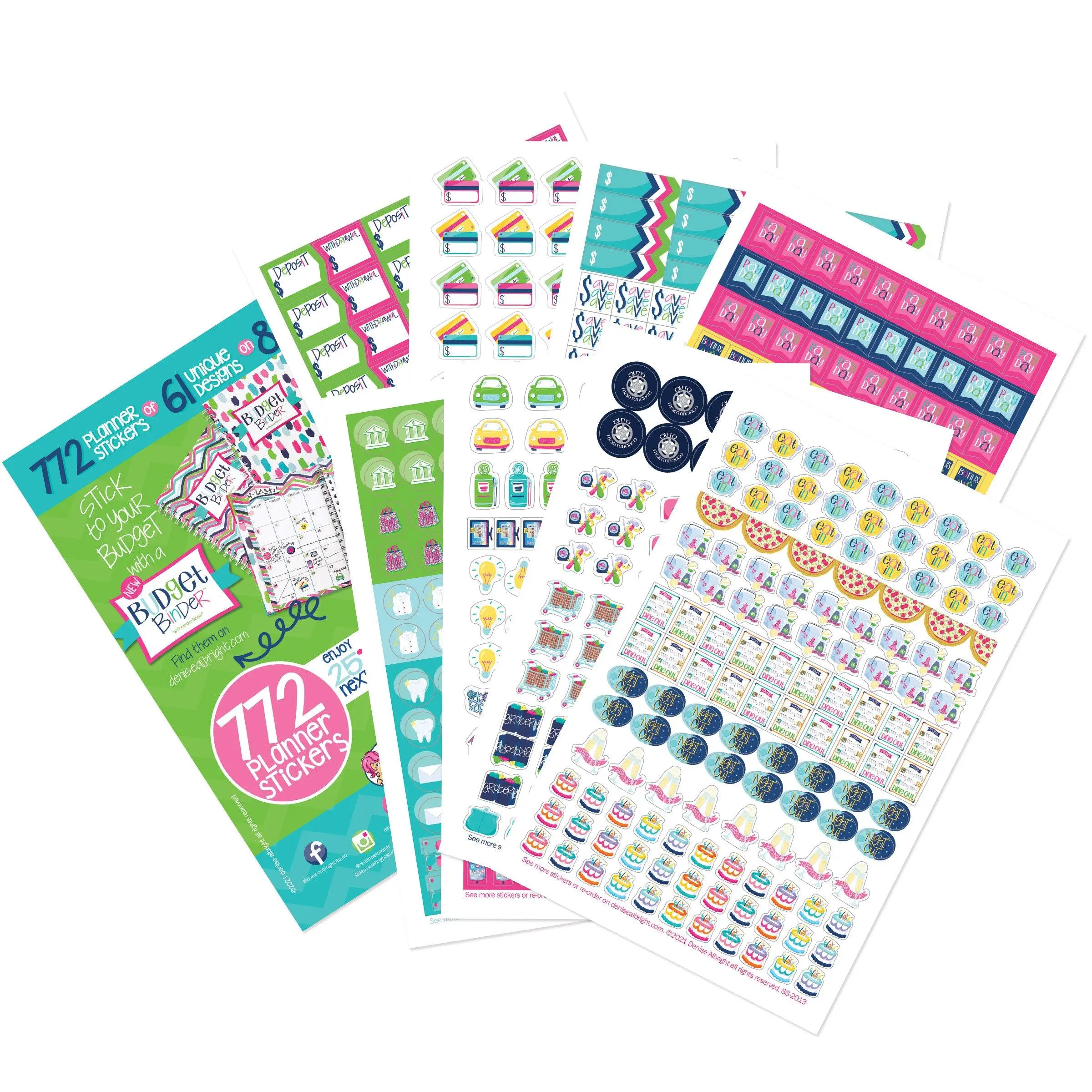 772-Sticker Hand-Illustrated Mini Calendar Sticker Sets, Colorful Stack-Designed Office Stationery for Expense Tracking & Financial Journaling