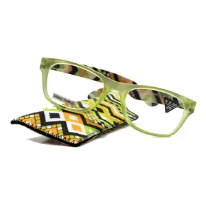 Monet, (Premium) Reading Glasses High End Readers +1 .. +3 Magnifying, Translucent (L Green) Chevron Square. Optical Frame. NY Fifth Avenue. Unisex Lightweight