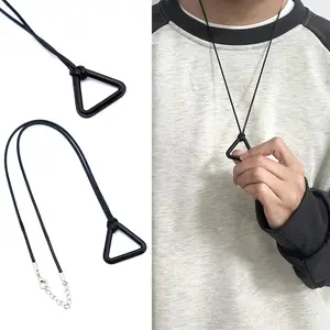 Chainsaw Man Necklace Cosplay Denji Pochita Pendant Jewelry Triangular Pull Ring Prop Choker Leather Chain Accesssories for all Anime big Fans