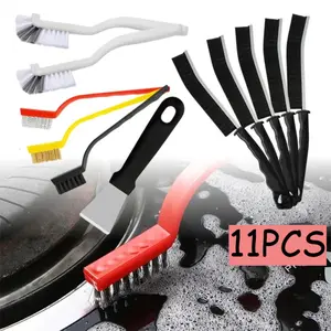 11 Pcs Crevice Cleaning Brush Set,Hard Bristle Cleaning Supplies for Kitchen,Bathroom,Corner,Grout,Cup,Teapot,Bottle,Blender,Halloween Party Decor Gifts,Hand Tools Kits