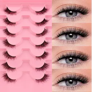 7 Pairs Half Eye Lashes, Eyelash Extensions, Fluffy Curled Natural Look, Comfortable Versatile Dense, Fluffy False Eyelashes, Long Tail Fake Eyelashes