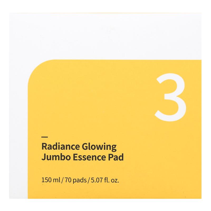 Numbuzin No.3 Radiance Glowing Jumbo Essence Pad, 70 Pads, 5.07 fl oz (150 ml)