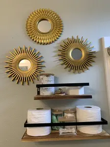 BONNYCO Gold Mirrors for Wall Pack of 3 Round Wall Mirrors for Bedroom Room & Home Decor | Espejos Decorativos de Pared Sala Dormitorio | Modern Minimalist Decor Vintage & Chic Gifts for Women Mums