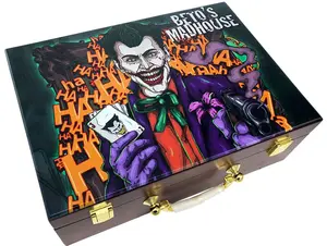 Custom Printed Mahogany Wood Poker Chip Case - 500 Chip Capacity