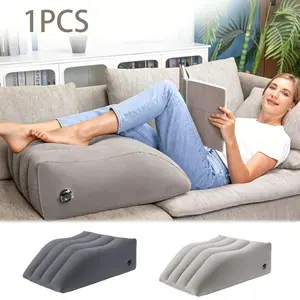 1-Pack Inflatable Leg Elevation Pillow for Improved Circulation - Soft Wedge Cushion with Adjustable Height, Beige, Ideal for Sleeping and Reading, Hand Wash Only, Circulation Enhancement | Contoured Design