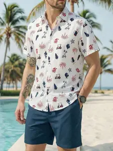 Men's Hawaiian Style Short Sleeve Shirt, Lightweight Breathable Fabric, Loose Fit, Perfect for Beach Vacation, Spring Summer Essential