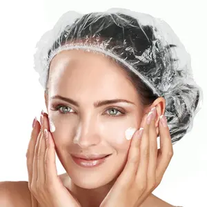 100pk Disposable Shower Caps LARGE SIZE 50cm/20in Unisex Plastic Hair Caps for Deep Conditioning Shower Cap Reusable Waterproof for Women Men Thin Design