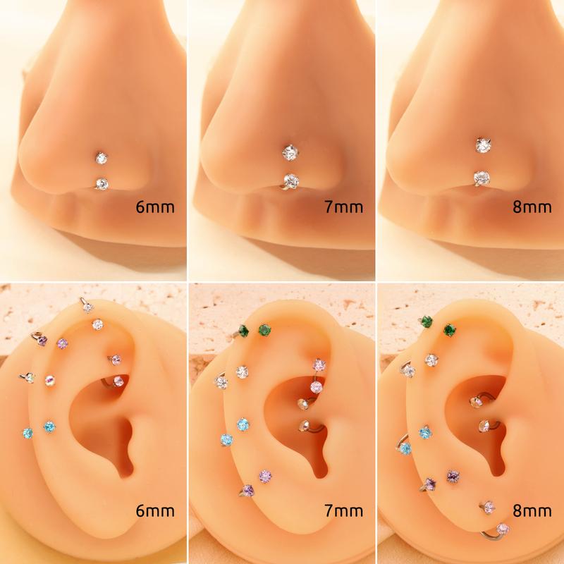 Titanium 20G/18G Horseshoe Nose Ring(Free Ball Holder) Internally Threaded Gems,Earring Daith Cartilage Helix,Piercing Jewelry Titanium 20G/18G Horseshoe Nose Ring(Free Ball Holder) Internally Threaded Gems,Earring Daith Cartilage Helix,Piercing Jewelry