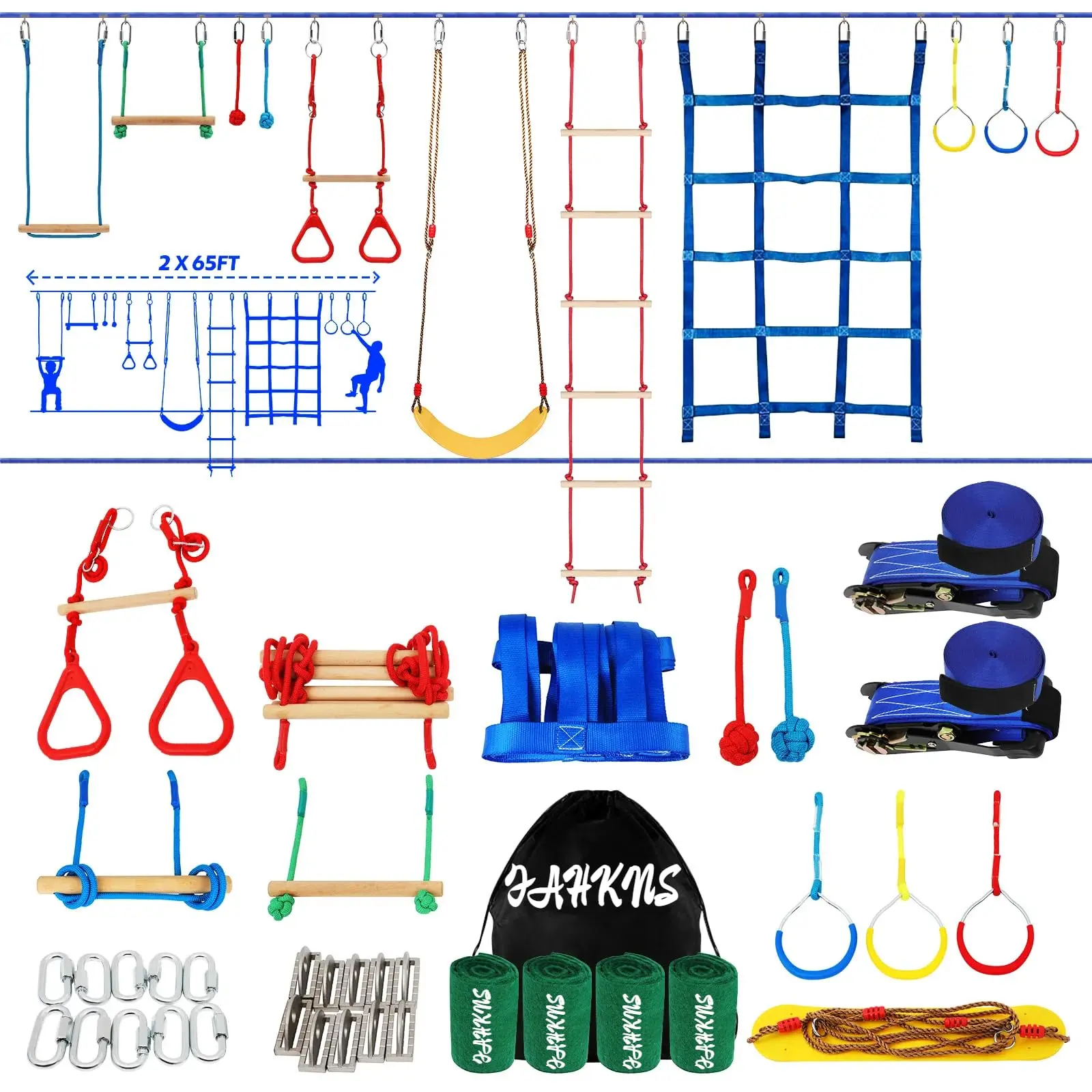 65 ft Rope Climbing Exercise Set (Dual Rope)