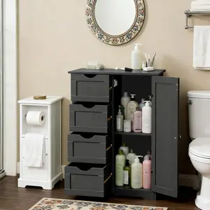 summervibes FCH density board painted with spray paint + triamine veneer with vertical lines. 56*30*82.5 cm. 4 drawers, 1 door. Bathroom cabinet.