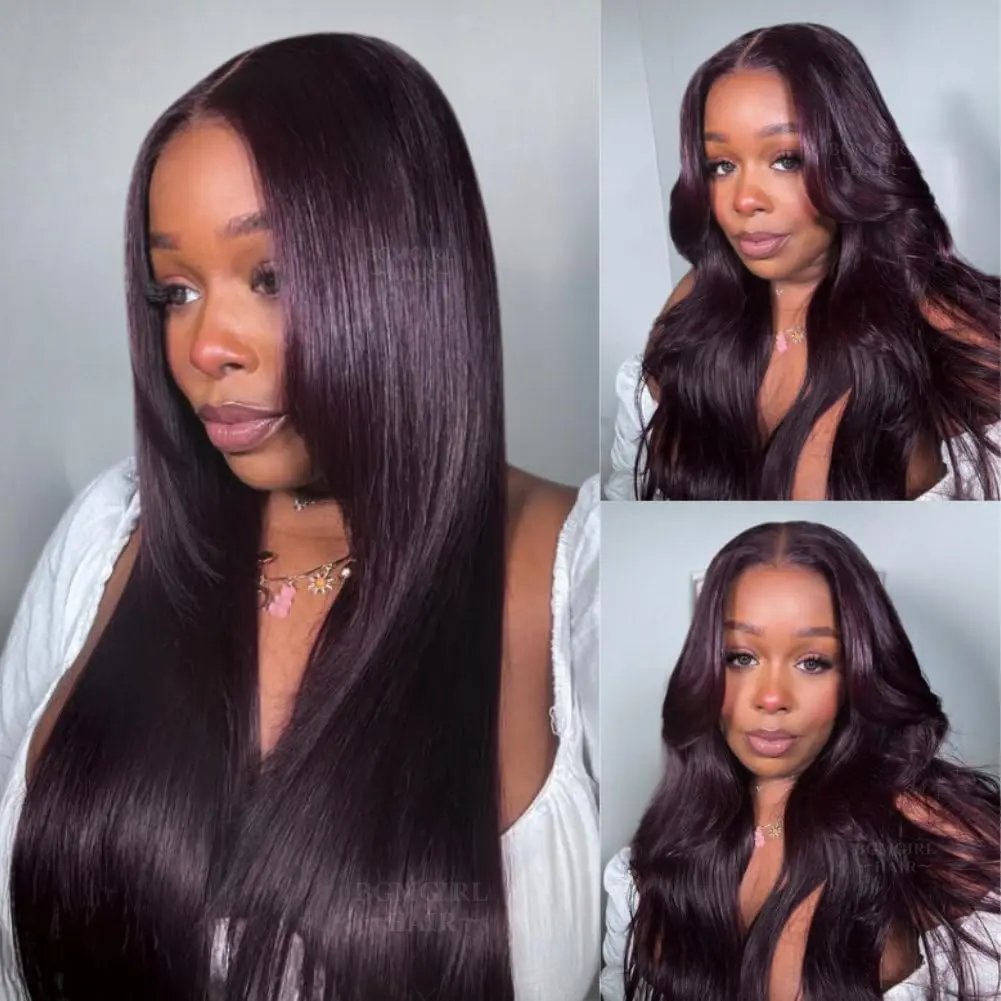 [New Arrival] BGMgirl Dark Burgundy Layered Cut Straight 7x5 Lace Wear Go Glueless Wig 250% Density  Pre Bleached Knots Pre Plucked Hairline Pre Cut Lace 100% Human Hair Beginner Friendly #DealsForYouDays