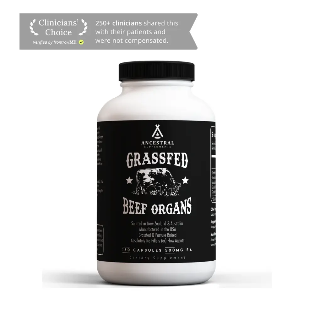 Ancestral Supplements Grass Fed Beef Organ Capsules, Whole Food Dietary Supplement for Daily Wellness & Nutrient Support, Non-GMO, 180 Count Fitness Ancestral Supplements Grass Fed Beef Organ Capsules, Whole Food Dietary Supplement for Daily Wellness & Nutrient Support, Non-GMO, 180 Count Fitness