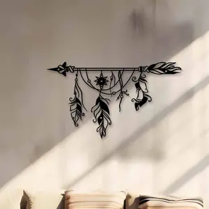 Metal Arrow Wall Art, 1 Count Exquisite Iron Wall Decor, Wall Hanging Ornament for Home Living Room Bedroom Garden Yard, Hangable