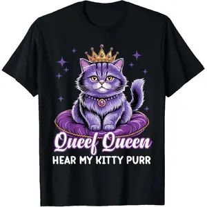 😹[100% Cotton][Graphic Tee]Golf Gift T-Shirt – Hilarious Queef Queen Cat Tee with Raunchy Adult Humor, Funny Graphic Unisex Short Sleeve Cotton Crewneck, Menswear & Womenswear Streetwear, TikTok-Friendly Humor Shirt, Perfect Birthday, Holiday or Gag Gift