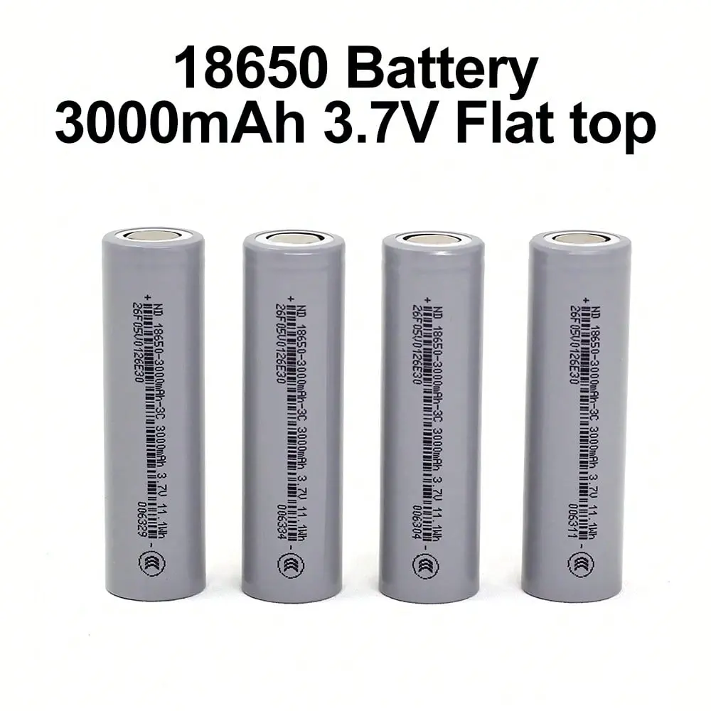 18650 lithium battery, with a full capacity of 3000mAh and rechargeable, compatible with devices that operate on 3.7V-4.2V voltage ranges, reusable, suitable for solar lights, flashlights, remote controls, and automotive electronics, etc.