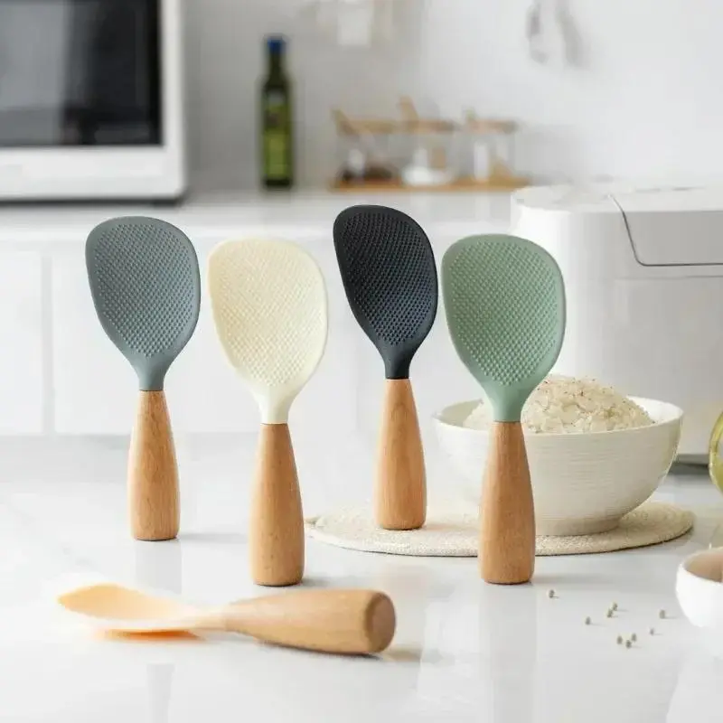 Silicone Spoon, 1 Count Non-stick Cooking Spoon, Anti-scalding Pot Rice Spoon, Durable Kitchen Gadgets for Home Use, Utensils