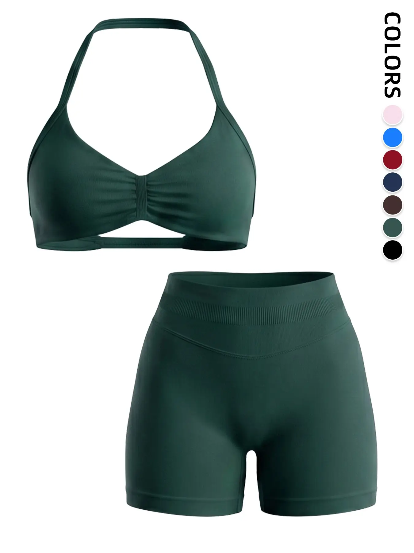 Women's Summer Impact Strap Bra & Shorts Set, Seamless Shaping Gym Wear, Fitness Clothing, Sporty Style High Waist Activewear, High Stretch Gym Workout Sportswear for All Seasons, Strong Support, Sports Shapewear Set, Workout Sets