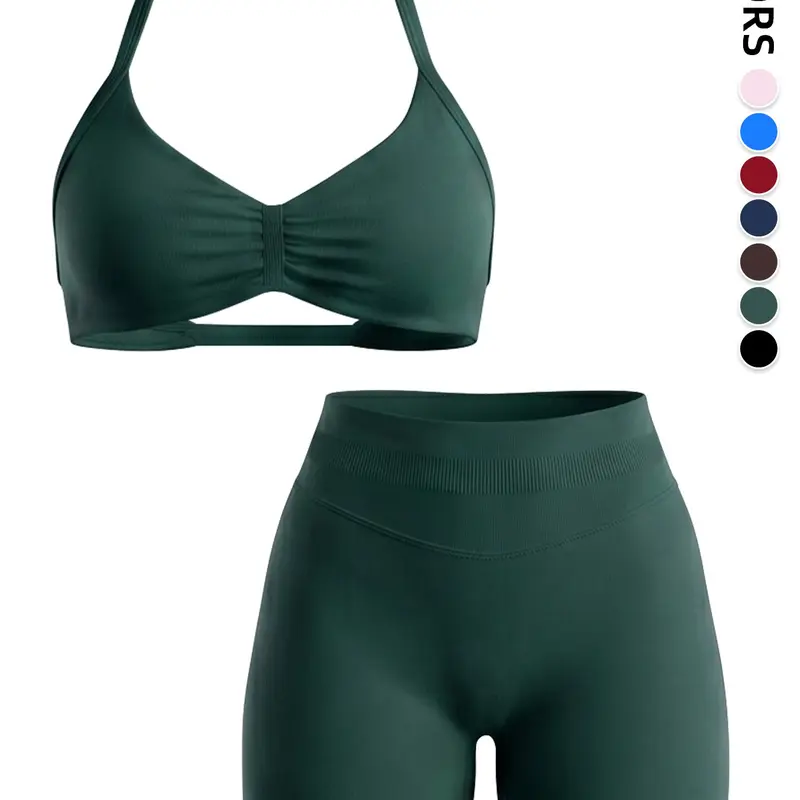 Women's Summer Impact Strap Bra & Shorts Set, Seamless Shaping Gym Wear, Fitness Clothing, Sporty Style High Waist Activewear, High Stretch Gym Workout Sportswear for All Seasons, Strong Support, Sports Shapewear Set, Fitness Apparel
